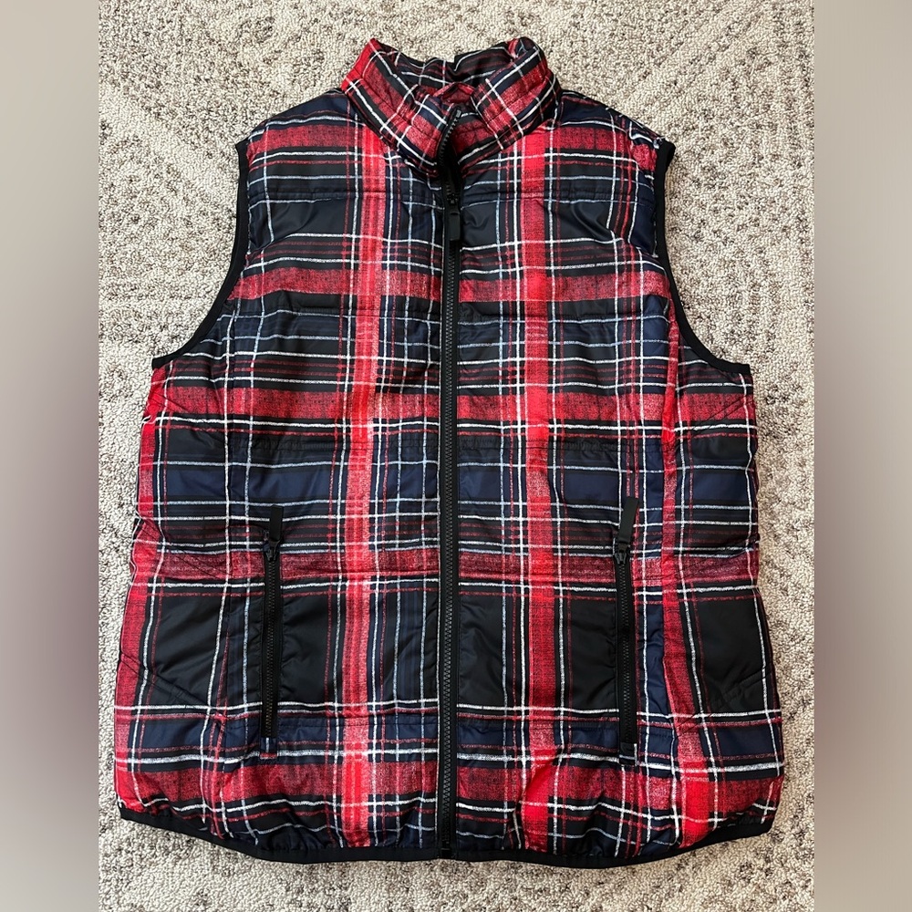 Tribal Bold Red and Black Checkered Vest